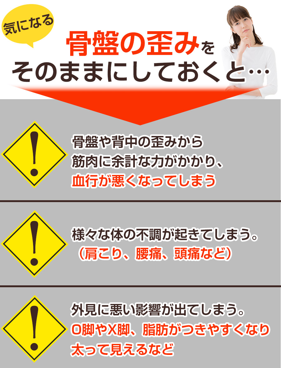 そのままにしていると：骨盤矯正